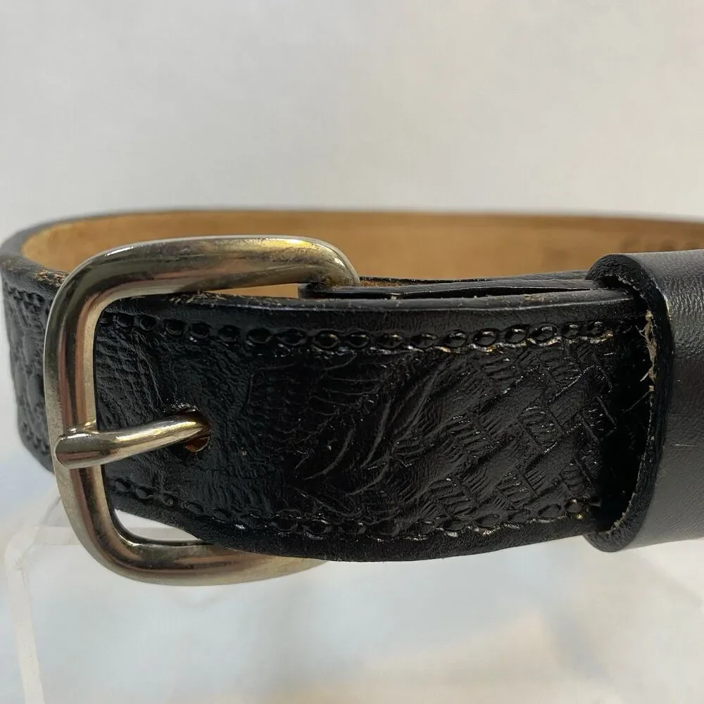 Circle G Hand Tooled Black Leather Dog Collar 20